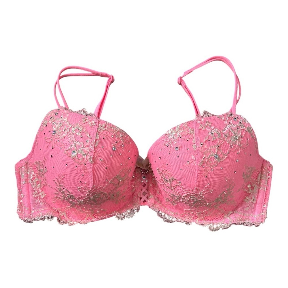 Victoria’s Secret Elegant Pink Lace Bra Sz 32C, 01